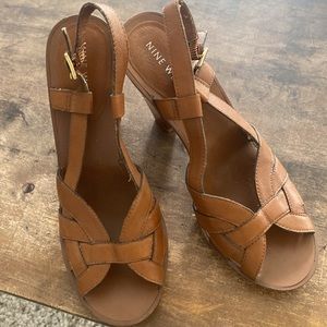 Nine West Brown Strappy Heeled Sandals